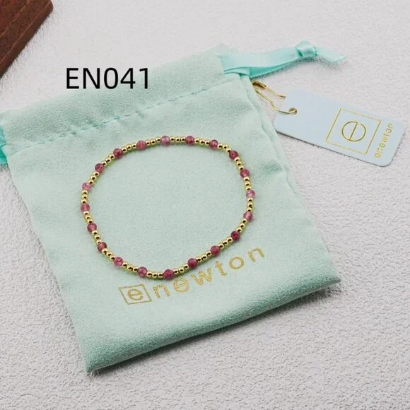 Enewton Pink Natural Stone & Gold Bead Bracelet